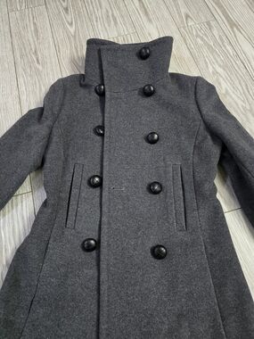 Babaton Aritzia Grey Wool Peacoat XXS Double Breasted Classic